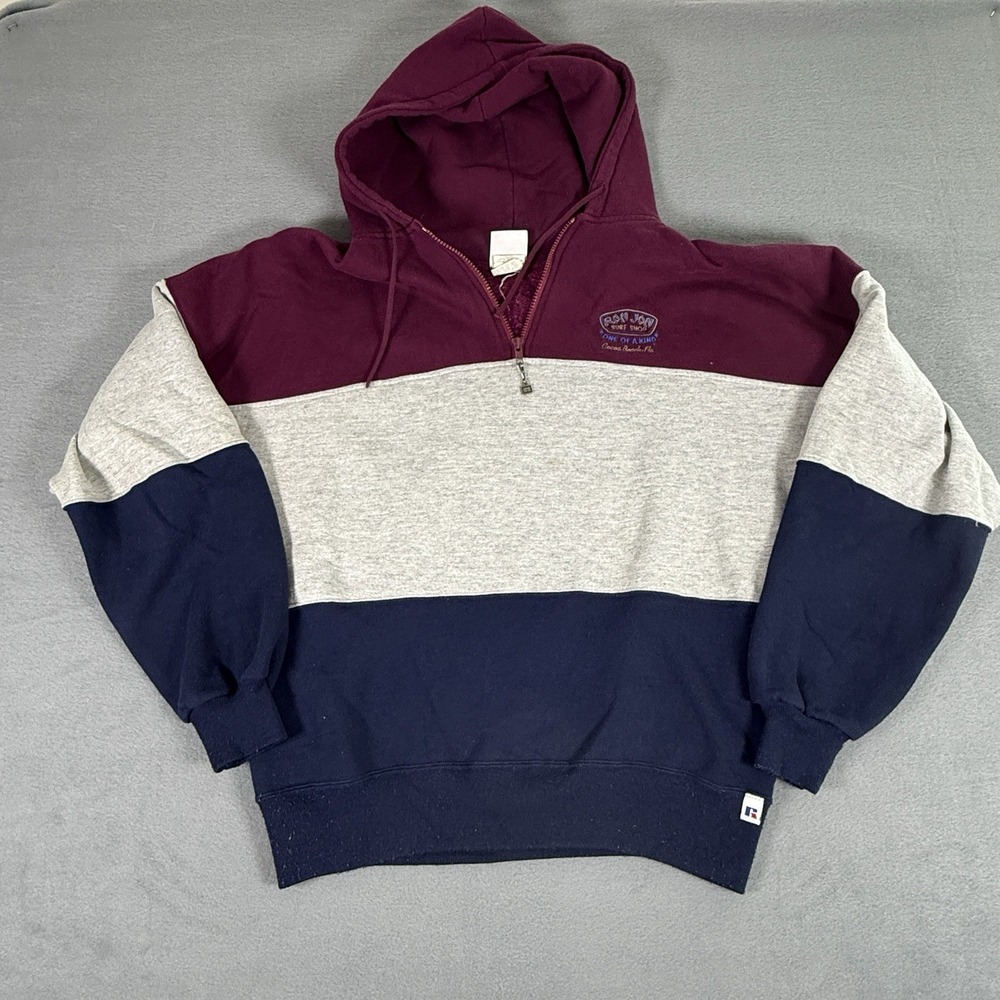 Ron Jon Surf Shop 1/4 Zip Up Hoodie Cocoa Beach Florida 3 Color Block Mens Large